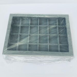Gray Velvet Jewelry Tray Organizer 24 Compartments Holds Rings Earrings Pendant
